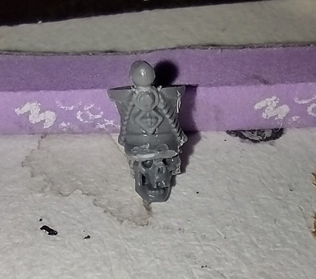 French infantry shako with skull face miniature