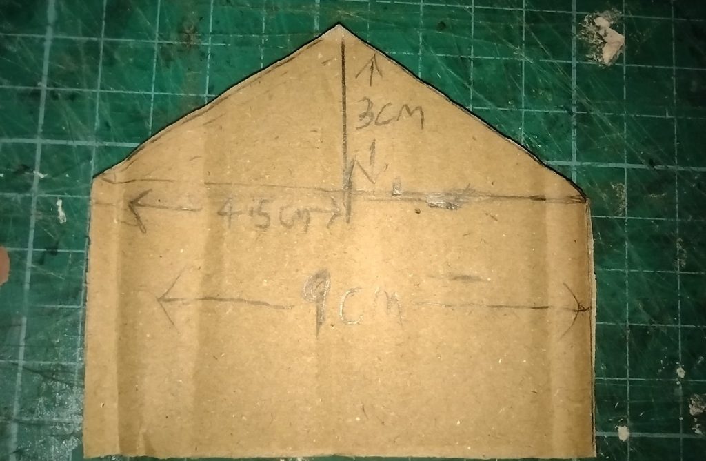 corrugated cardboard template for cottage end