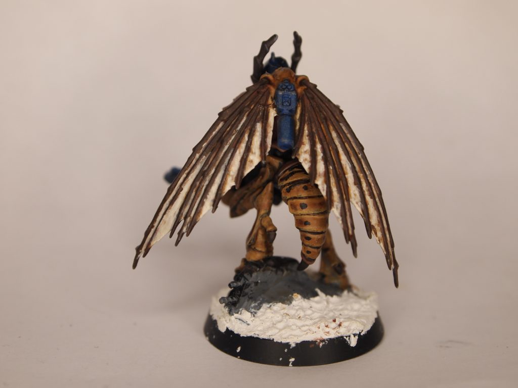 Back of Vespid stingwing miniature with first layer of paints
