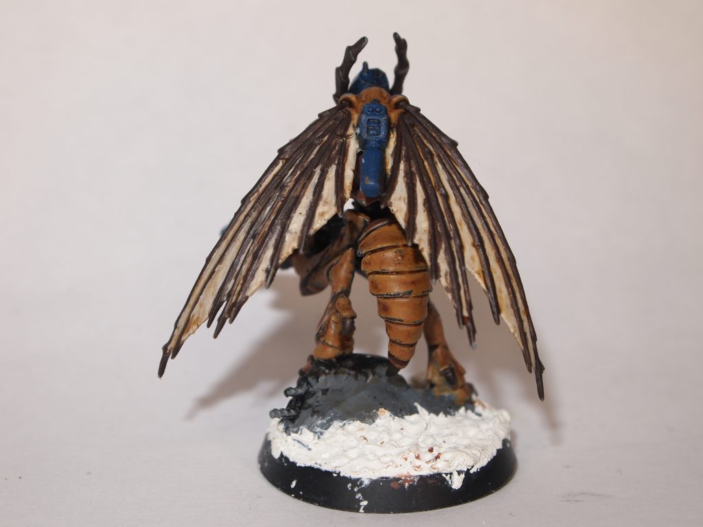 Back of Vespid stingwing miniature primed wash over base colours