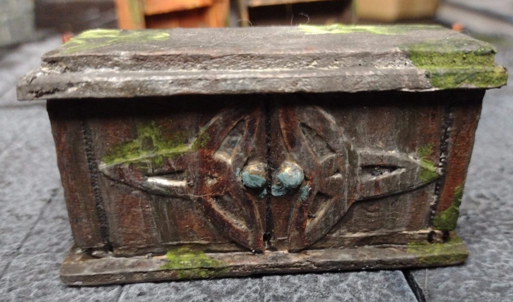 Model cabinet for skirmish wargame Frostgrave