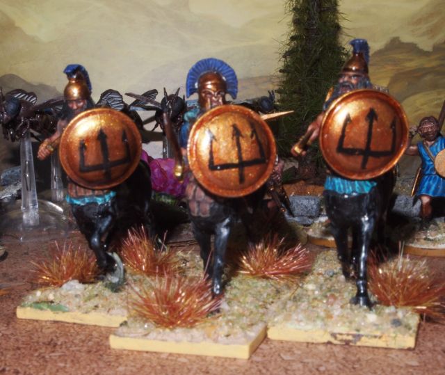 Kit-bashed leader cantaurs painted and based.